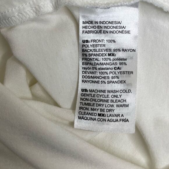 Chicos Floral Front Knit Woven Tee Boat Neck Ivory Ecru Long Sleeve Women Large - Picture 10 of 14